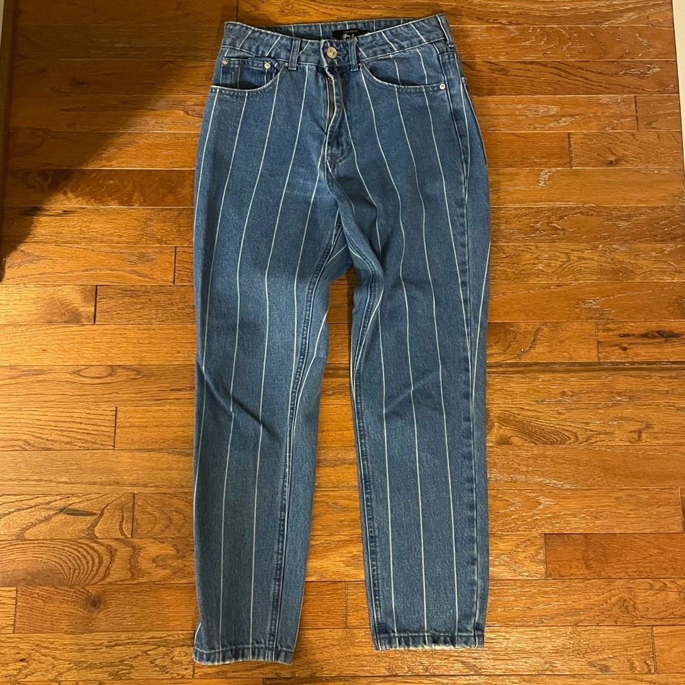 F21 Pinstripe Straight Jeans